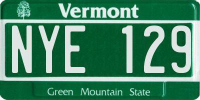 VT license plate NYE129