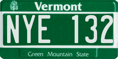 VT license plate NYE132