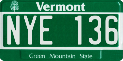 VT license plate NYE136