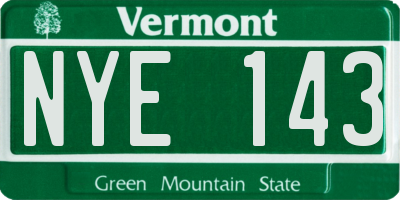 VT license plate NYE143