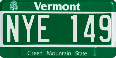 VT license plate NYE149