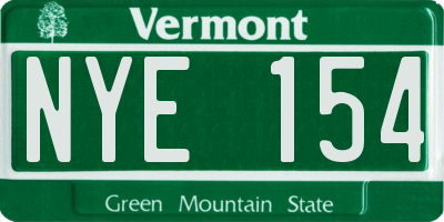 VT license plate NYE154