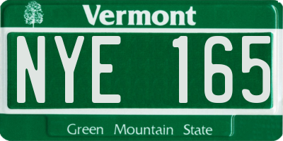 VT license plate NYE165