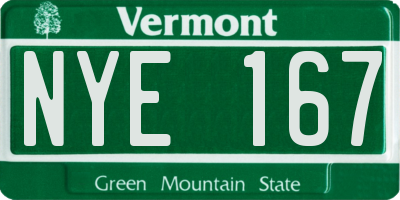 VT license plate NYE167