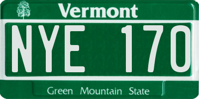 VT license plate NYE170