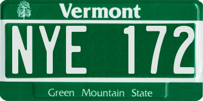 VT license plate NYE172