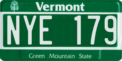 VT license plate NYE179