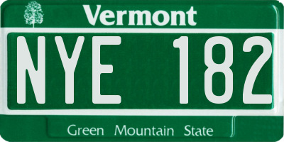 VT license plate NYE182