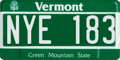 VT license plate NYE183