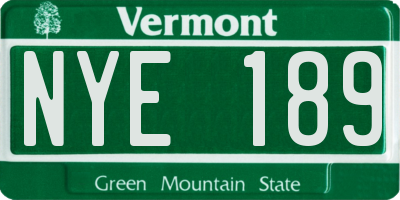 VT license plate NYE189