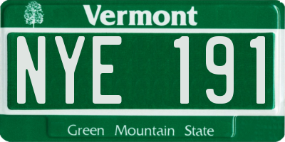 VT license plate NYE191
