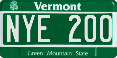 VT license plate NYE200