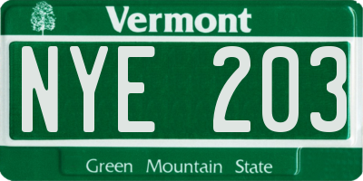 VT license plate NYE203