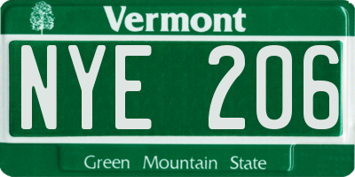 VT license plate NYE206