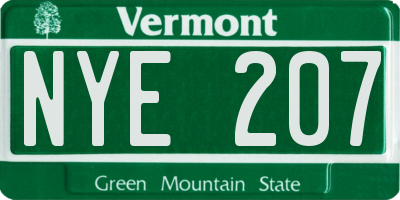 VT license plate NYE207