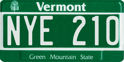 VT license plate NYE210