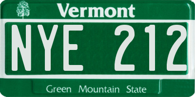 VT license plate NYE212
