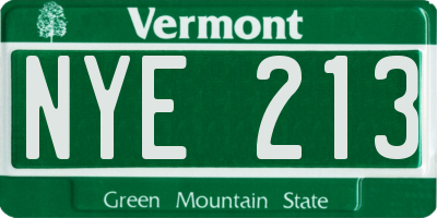 VT license plate NYE213