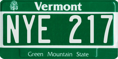 VT license plate NYE217