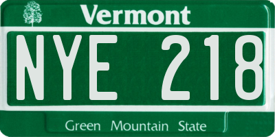 VT license plate NYE218