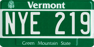 VT license plate NYE219