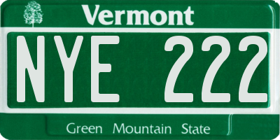 VT license plate NYE222