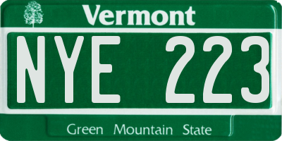 VT license plate NYE223