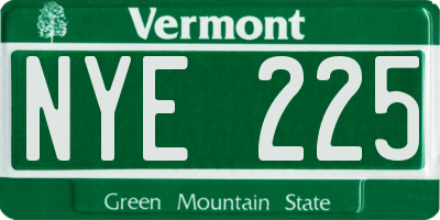 VT license plate NYE225