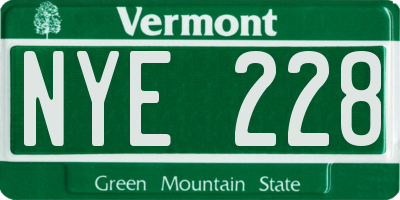 VT license plate NYE228