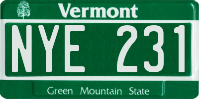 VT license plate NYE231