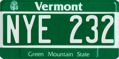 VT license plate NYE232