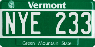 VT license plate NYE233