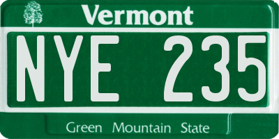 VT license plate NYE235