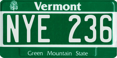 VT license plate NYE236