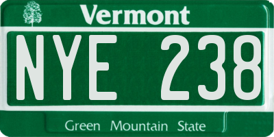 VT license plate NYE238