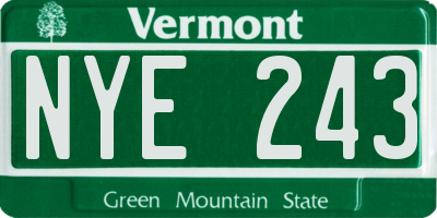 VT license plate NYE243
