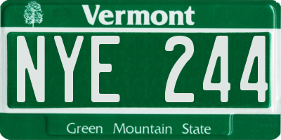 VT license plate NYE244