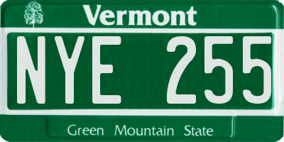 VT license plate NYE255