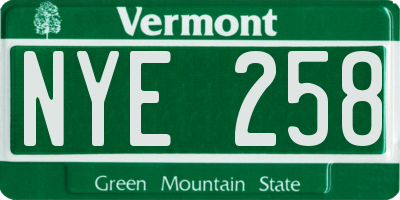 VT license plate NYE258