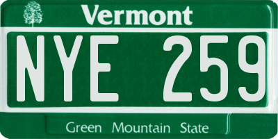 VT license plate NYE259