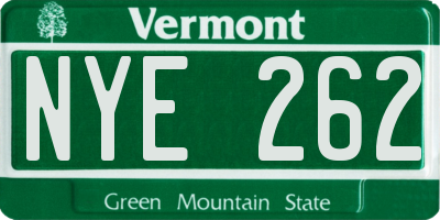 VT license plate NYE262