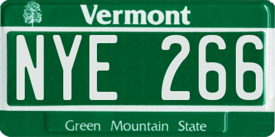 VT license plate NYE266