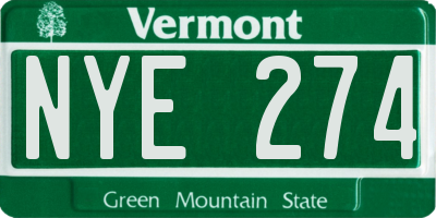 VT license plate NYE274