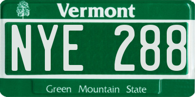 VT license plate NYE288