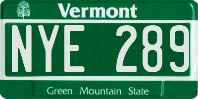 VT license plate NYE289