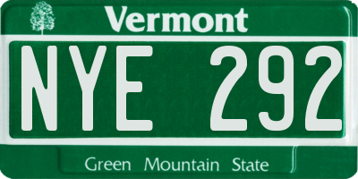 VT license plate NYE292