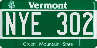 VT license plate NYE302