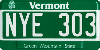VT license plate NYE303