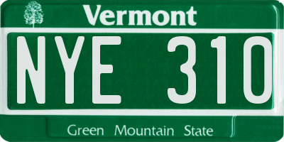 VT license plate NYE310