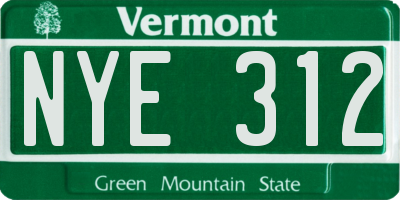 VT license plate NYE312